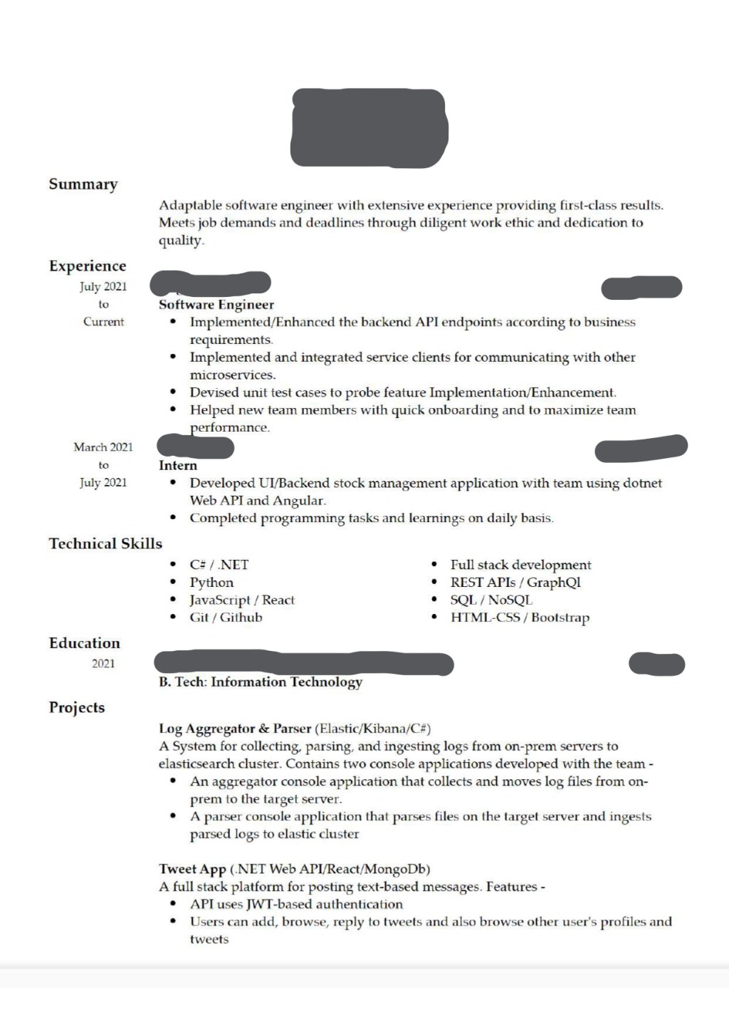 Picture of: Software Engineer Resume review : r/resumes